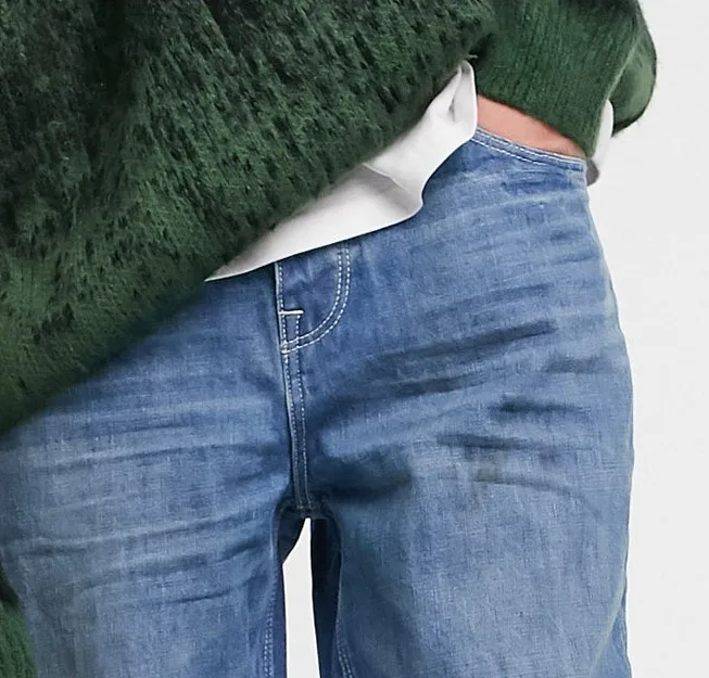 Wholesale 2024 Men Jeans Trend Straight Crop Jeans in Mid Blue Vintage Japanese Plus Size Denim Jeans Street fashion High Waist