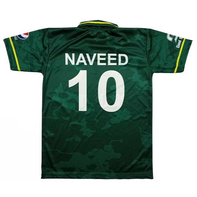 OEM best quality pakistani cricket shirts 100% polyester material with OEM number name and size chap whole sale price pakistan