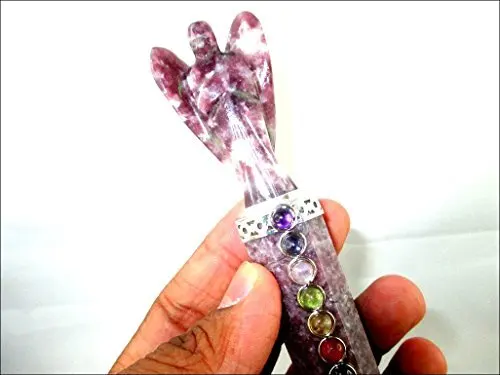  Струйный энергетический лепидолитный Ангел чакра палочка прибл. 6 5 дюймовая Заряженная чистая запрограммированная Чистая Подлинная Бесплатная буклет Je