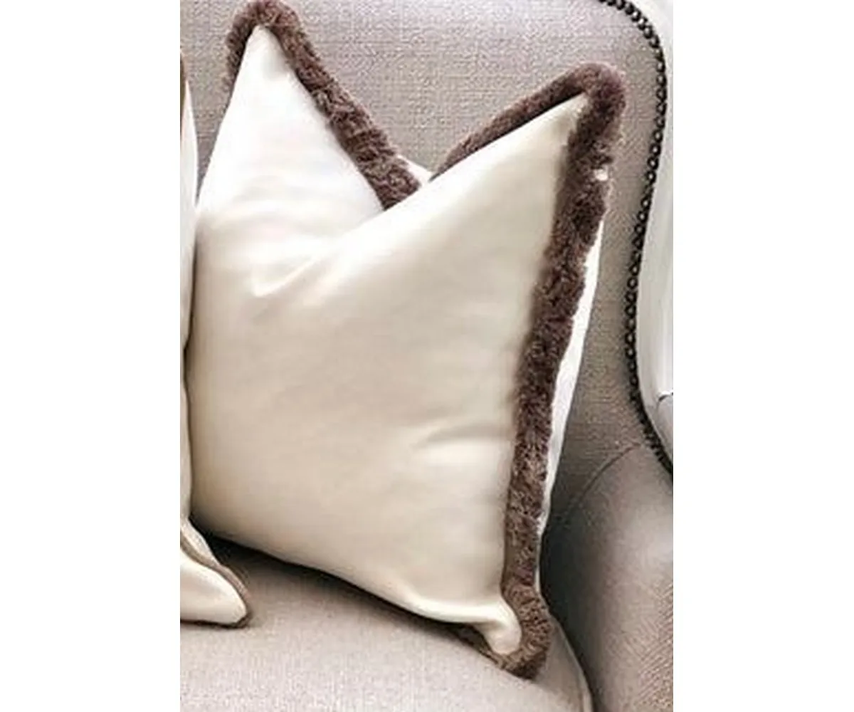Home Decorated fringed cream ivory beige brown throw pillows luxury costal new house