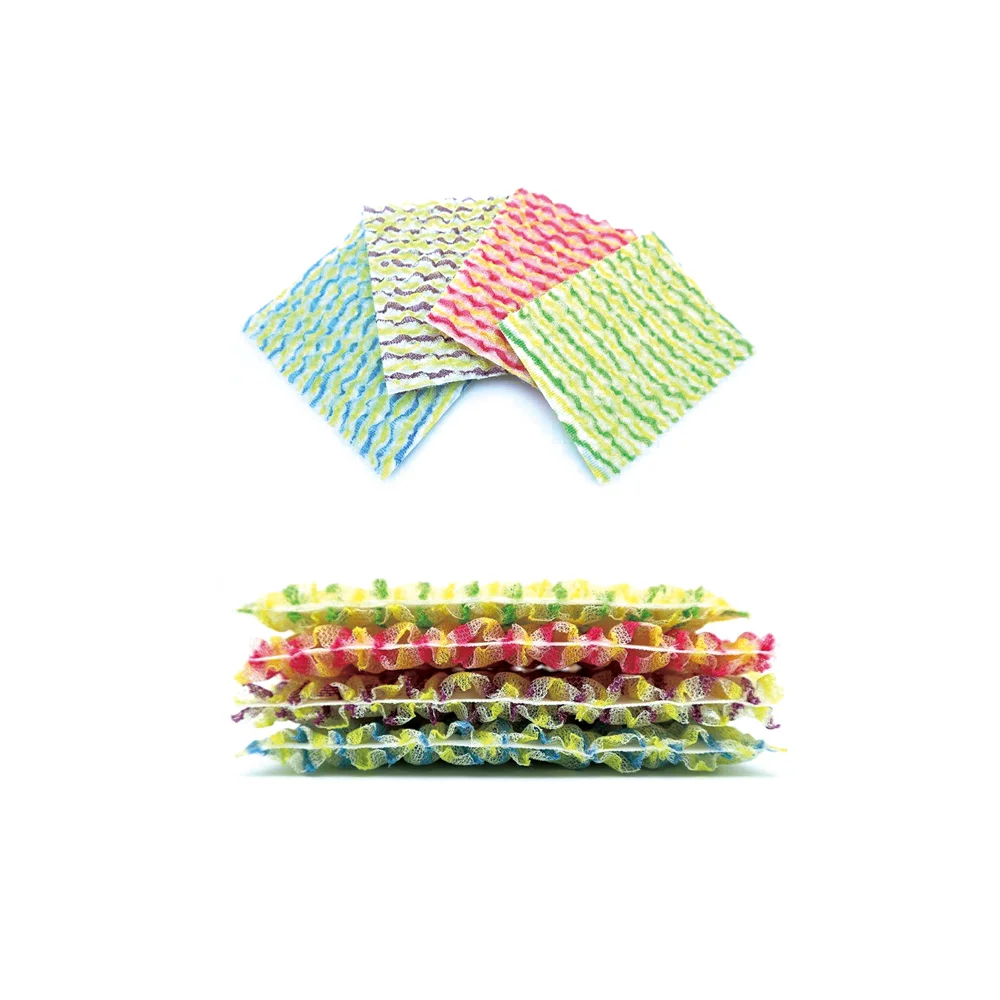 Amazon Top Selling Triple Layer no glue with puff Quilt Form colorful Sponge Scrubber Crimp Scrubbing Cloth made by Korea