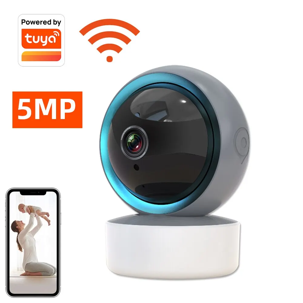 Tuya 5MP IP Camera Wifi Ultra HD Video Surveillance Camera Night Vision Two Way Audio Cloud PTZ Smart Home Cameras Baby Monitor