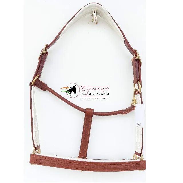 Высококачественная подкладка для лошади каштанового цвета с пустым каналом на носу и щеках белой подкладкой под крокодила