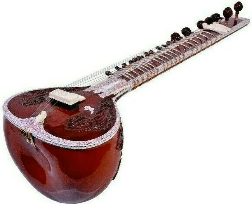 Premium Best Design Handmade Sitar 7 Main Strings and 11 or 13 Sympathetic Strings Wooden Brown Sitar