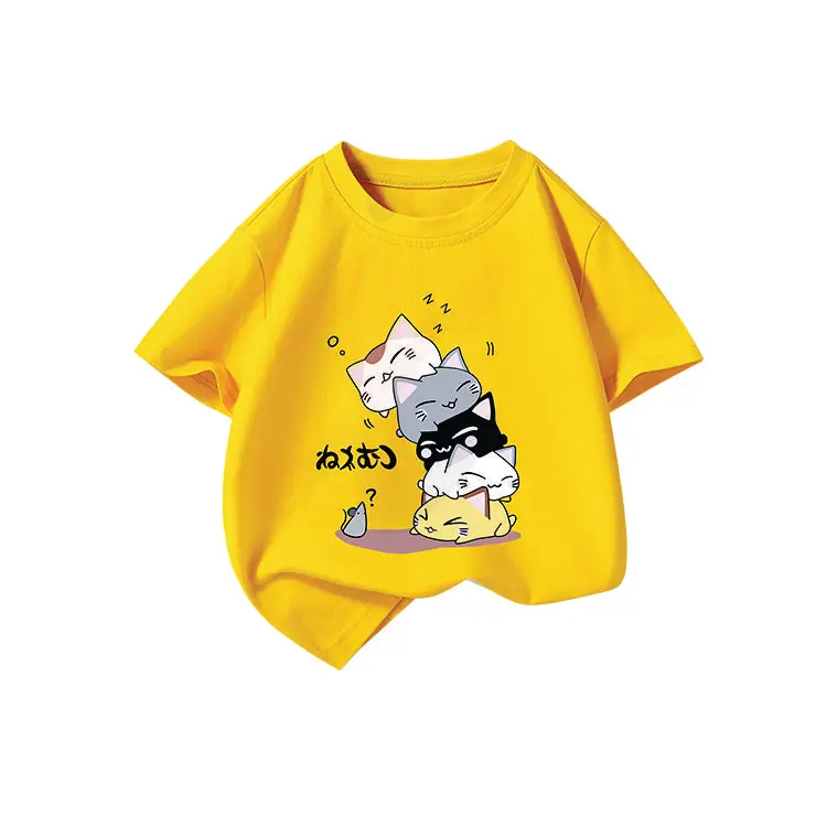 Boy summer plain t-shirts 100% cotton Casual Korean O-neck top t-shirt kids models 3 year old baby yellow T-shirt