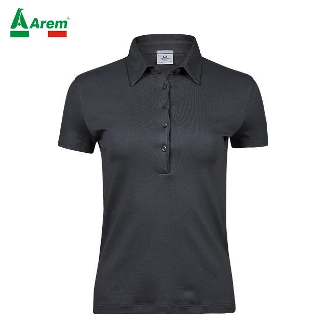 For B2B 100% Pima cotton interlock woman Poloshirt preshrunk Enzymewash best quality tailored fit reinforced shoulders worldwide