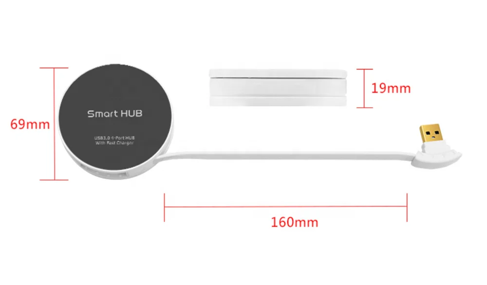Factory Private Mould Smart USB 3.0 4 Port HUB with fast charger