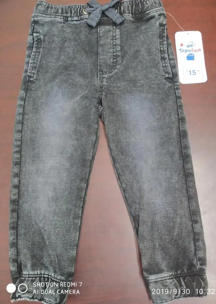 Boys Kids Drawstring Stretch Slim Fit Denim Elasticated Waist Joggers Jeans Pants Original Branded Labels Bangladesh Stock Lot