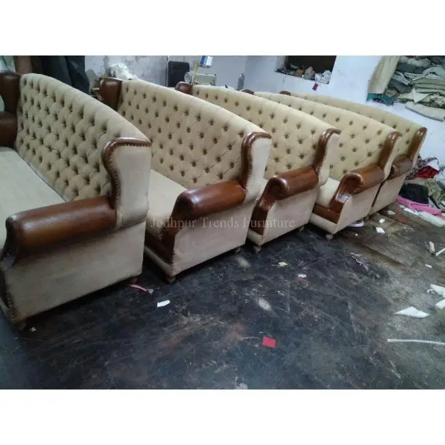 Modern Classic High Quality hot Selling Luxury Leather Living Room Wooden Sofa Set With Buckle Design