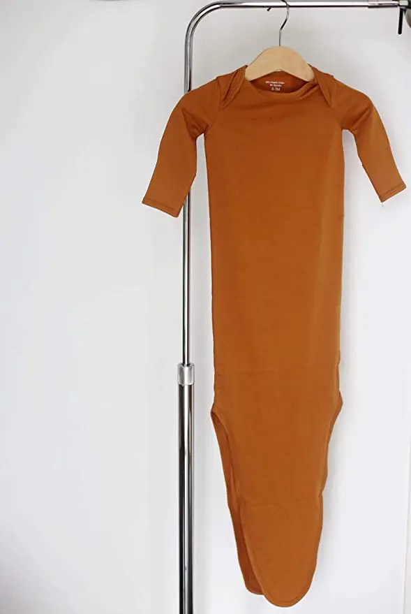 95%Bamboo 5%Spandex Organic very Soft breathable light weight Knitted stretchy premium quality knotted sleeping gown for baby