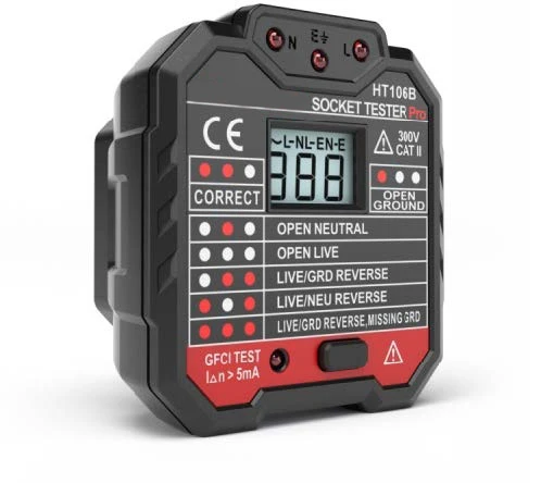 Тестер розеток HT106E UK pro/измеритель электрической вилки