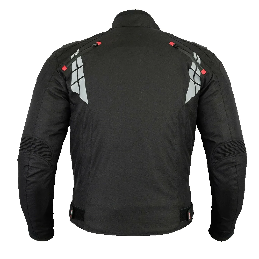 Cardura motorbike jackets Made with High Quality 600D Cardura. Complete CE Approved Body Armor in Back, Elbows & Shoulders.