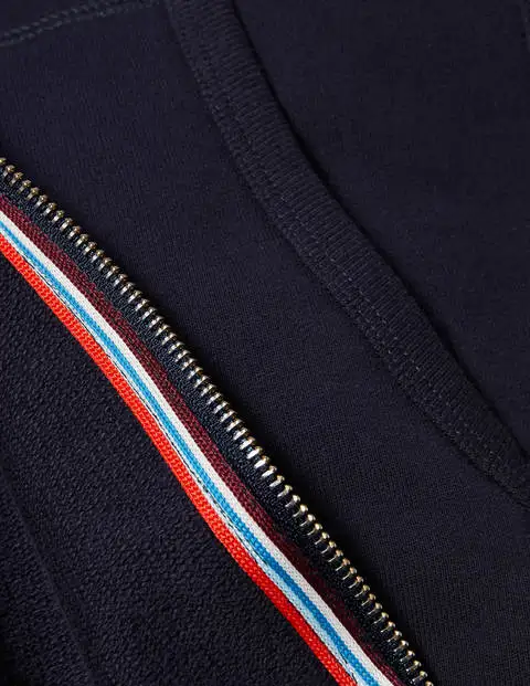 
100% cotton Loop back cotton jersey Front pockets Zip-through front Ribbed cuffs and hem Casual comfortable fit Machine washable 