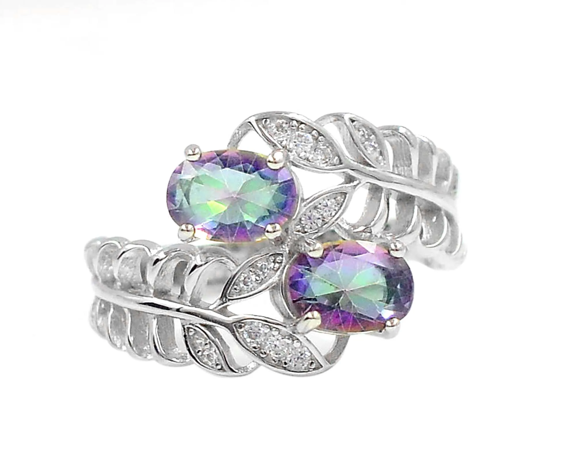 New Arrival Mystic Topaz 7X5 MM Oval Cut Gemstone 925 Sterling Silver Designer Ring Women Jewelry Supplier From India