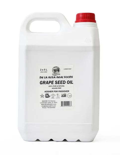 De La Rosa 100% чистое и натуральное кошерное масло виноградных косточек (5 л) с отличным вкусом и вкусом