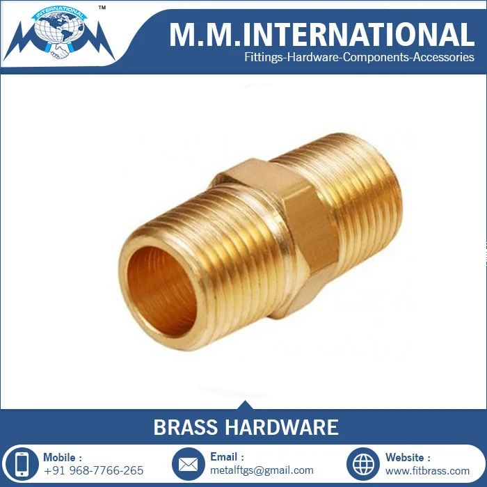 Best-Selling 2020 Pipe Fittings Forged Brass Equal Threaded Hex Golden Finish Nipples Pex Plumbing Fittings