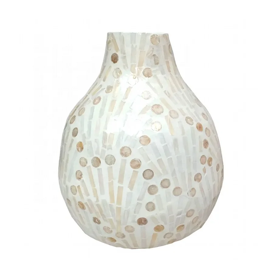 High quality home decoration mother of pearl flower vase handmade capiz shell decoration small vase from Vietnam
