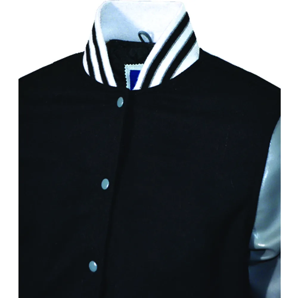 Wholesale Custom made Baseball Jacket Navy Blue Wool & Leather Varsity Letterman Bomber Fleece embroiled bomber jacket