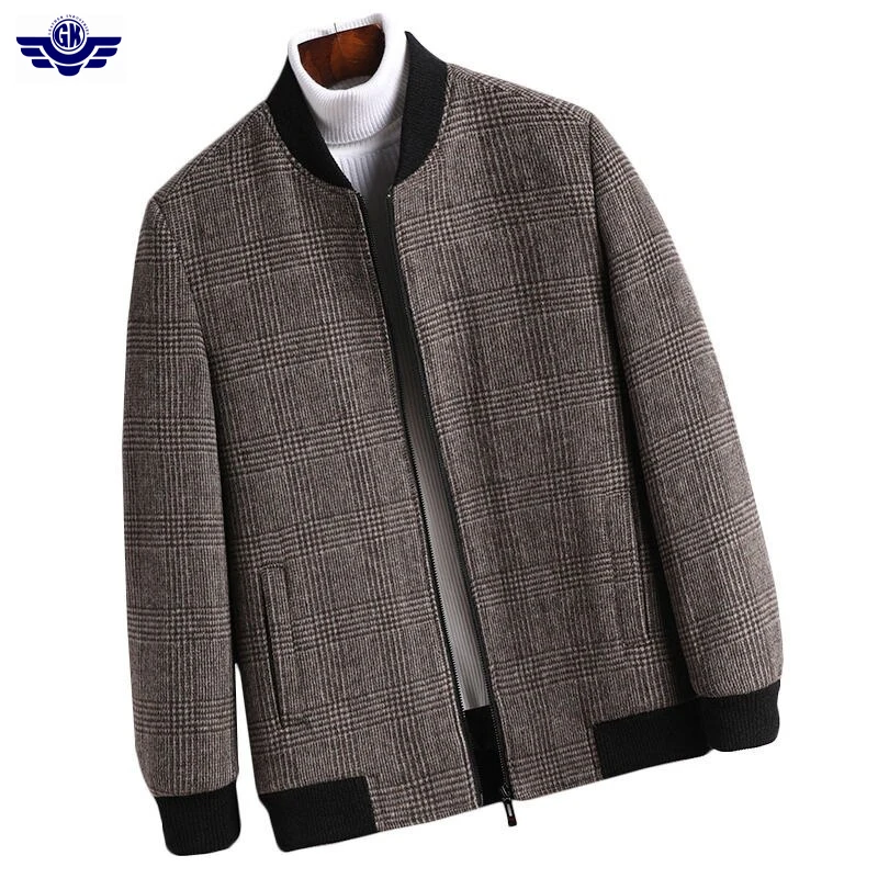 2021 осень-зима Мужская Новая модная шерстяная куртка-бомбер Jecket деловая Повседневная бейсбольная утепленная верхняя одежда пилот пальто большого размера топы