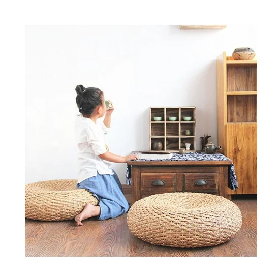 Water Hyacinth Ottoman Pouf Straw Ottoman Stool Chair Water Hyacinth Chair