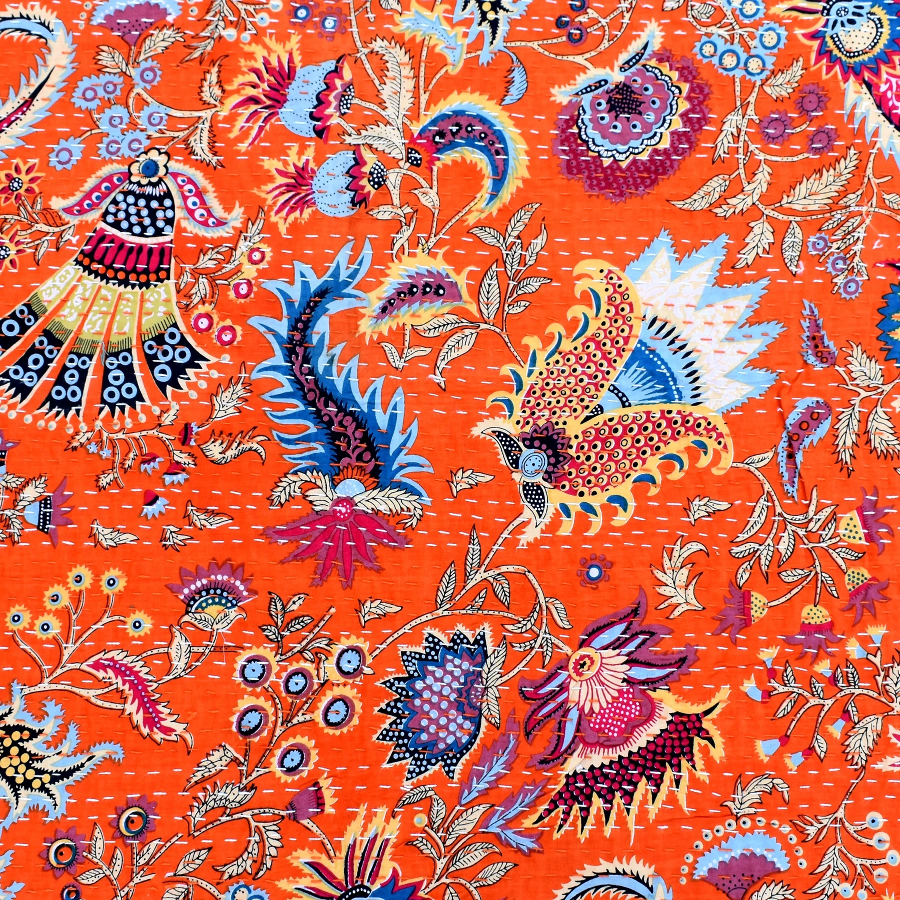 Hot Selling Indian High Quality Floral Printed Pure Cotton Blanket Handmade Kantha Quilt Wholesale