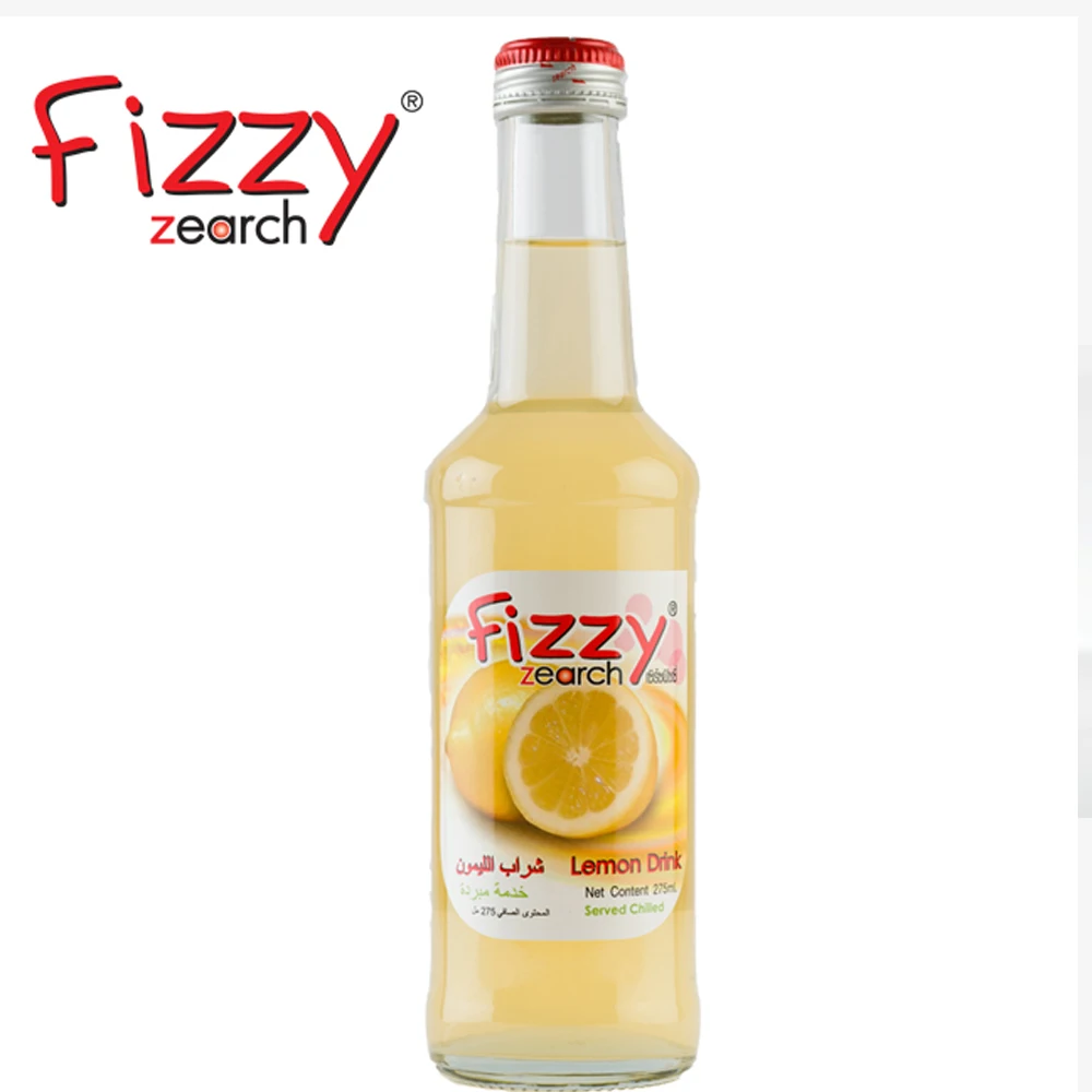 Fruit Drink Juice Lemon Sparkling Glass bottle 275ml Fizzy : Good quality , ready to drinks. Bottle water beverage. Thailand
