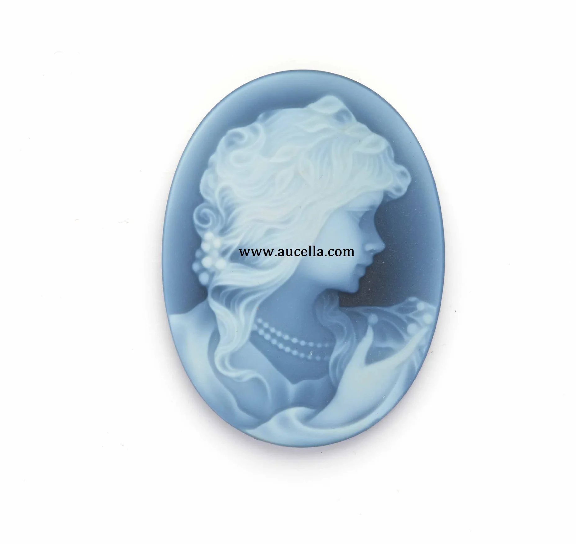Agate Gemstone Carved Cameo Woman Size mm 25