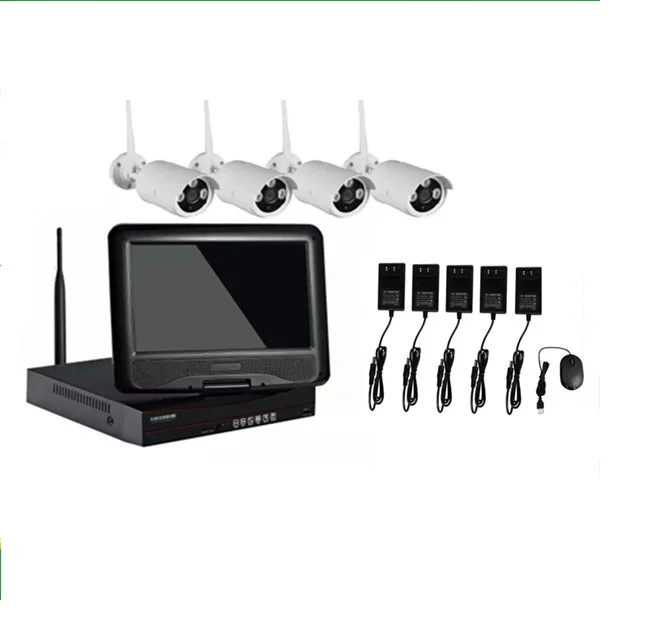 720P IP  4-канальный NVR Kit HK-NVR1004M-W-KIT-720P  с 10 дюймов ЖК-экран