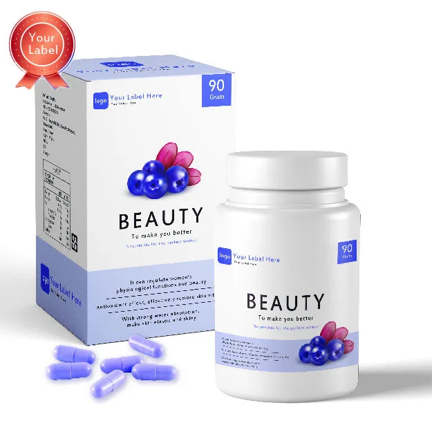 Blueberry Extract with Collagen Capsule customized label improve skin glutathione collagen Hyaluronic acid
