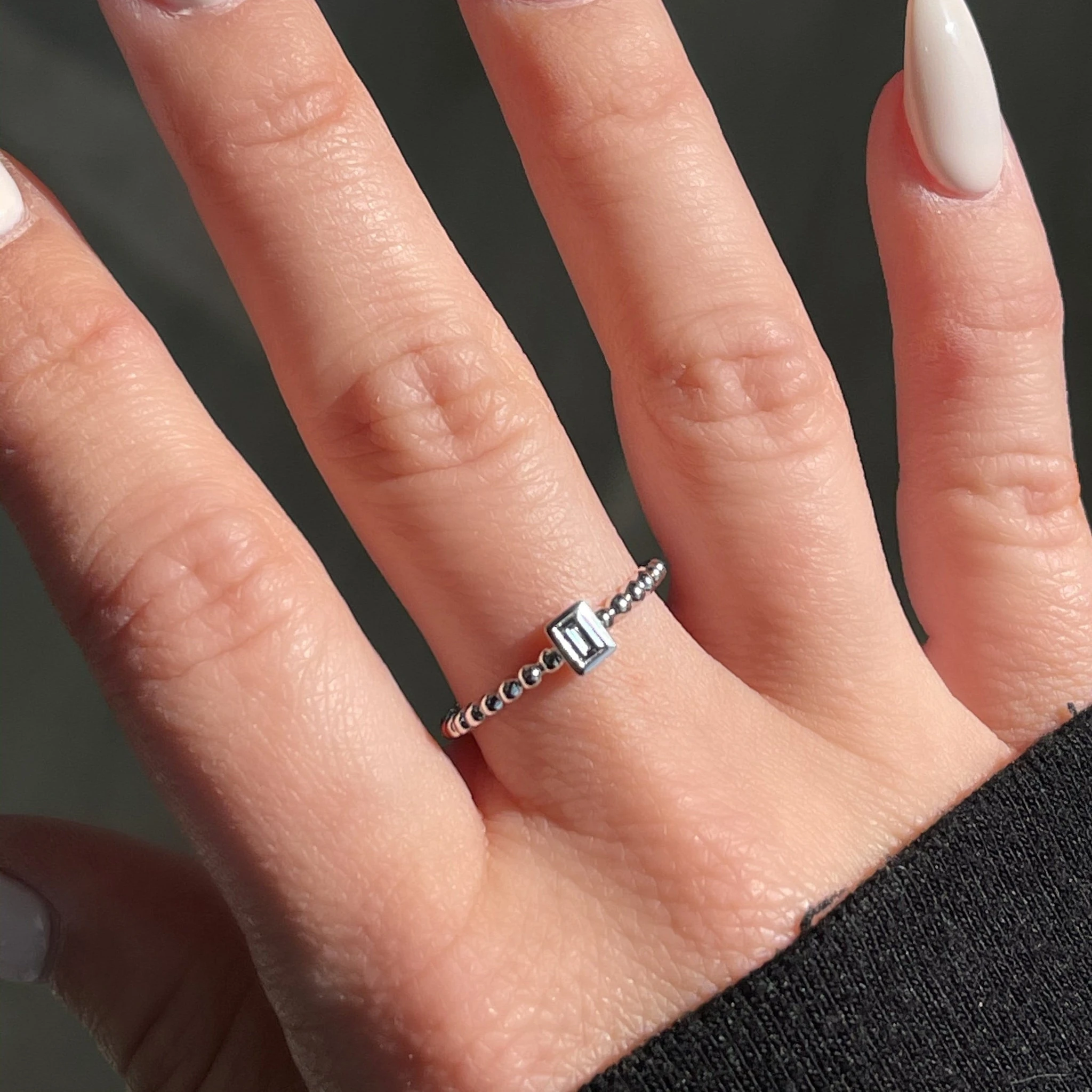 Custom Wholesale Luxury Fashion Bezel Set Baguette Diamond Ring Ladies Women Promise Engagement Wedding Sterling Silver Ring