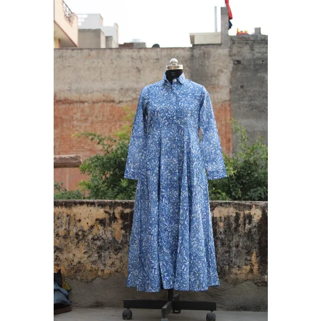 Новое поступление индийская Этническая длинная туника Kurti ручной работы хлопковое платье для женщин