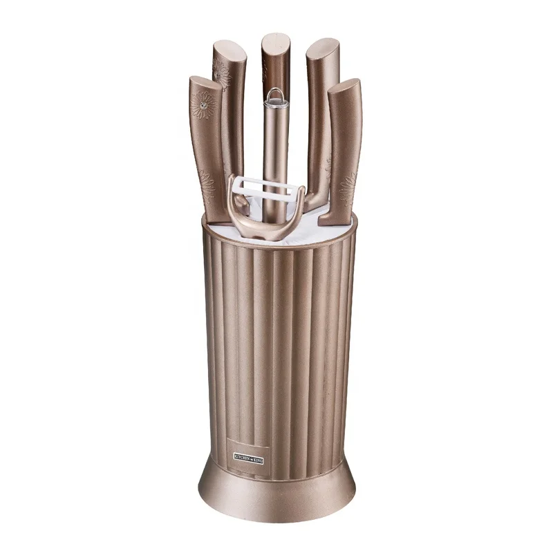 
 Кухня повар 8 шт., Ретро стиль, покрыто розовым золотом, цветочный узор, кухонный нож-звезды Ливи»  