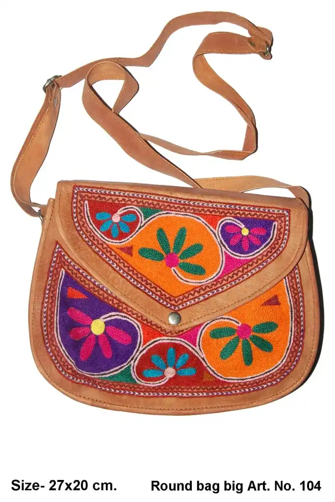 Fashion vintage style handmade leather slings, laptop bags crossbody bags with embroidery work designer handmade ladies bags