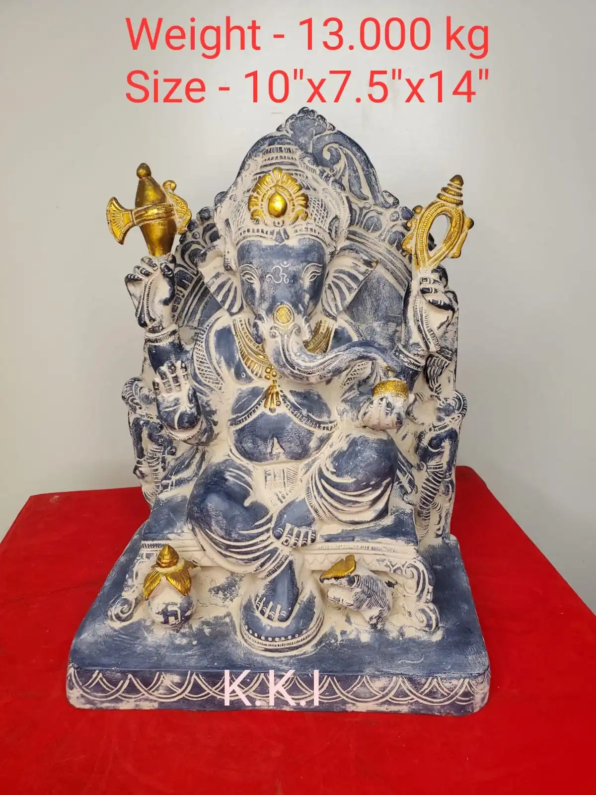 Ganesha idol with stone work brass