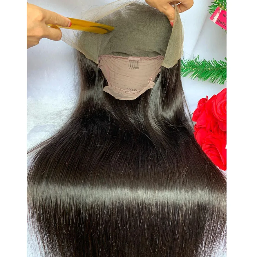 Парик с глубоким разделением 13*6, парик на сетке спереди, шелковые прямые 100% бразильские волосы, полноразмерные парики на сетке спереди с эластичными лентами, парики без клея