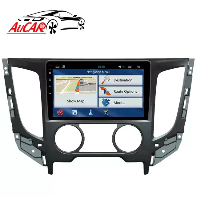 AuCar 9' Android 10 Car Radio Auto Stereo GPS Navigation 32GB-2GB Auto Electronics For Mitsubishi Triton L200 Manual AC 2015-19