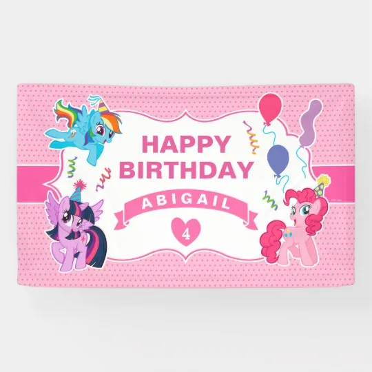 Custom text Photo Printing Happy Birthday Banner Pink Polyester Fabric Happy Birthday Backdrop Happy Birthday Banner