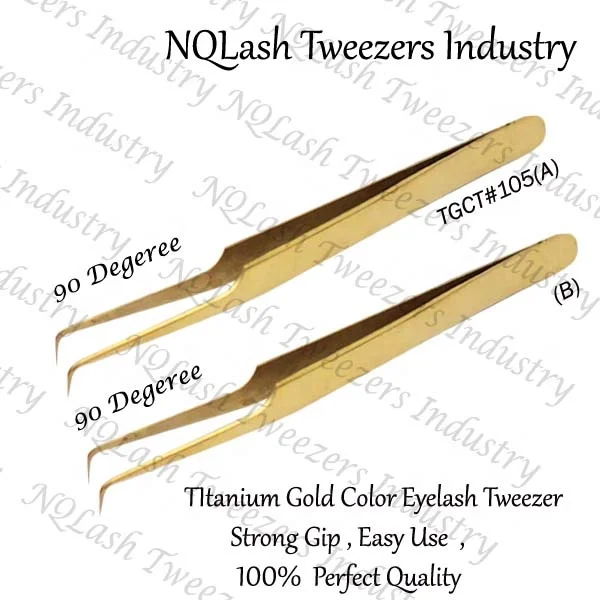 Eyelash Tweezers Russian Volume Extension Tweezers  High Quality Titanium Gold Color  Stainless Steel Private label NQLASH