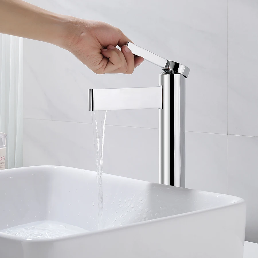 Waterfall Bathroom Vanity Water Faucets Cold and Hot Wash Basin Mixer Taps Bathroom Basin Sink Faucets CLASSIC Modern Ceramic