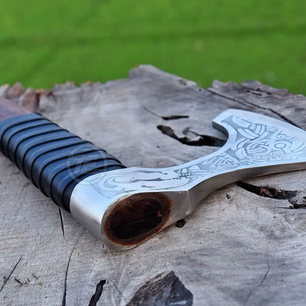 Custom Make Damascus Steel Viking Style Axe