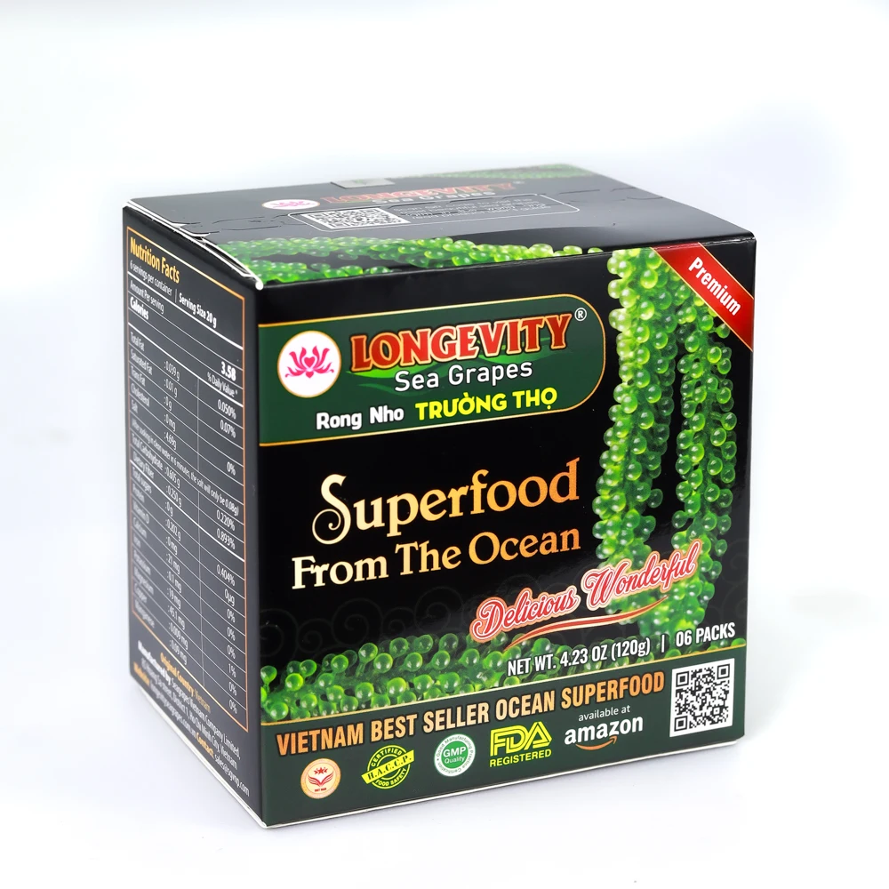 Seagrape 1 Box 6 Packs Dehydrated Dried Premium Quality Cool Places Storage Longevity Dehydrated  Sea Grapes