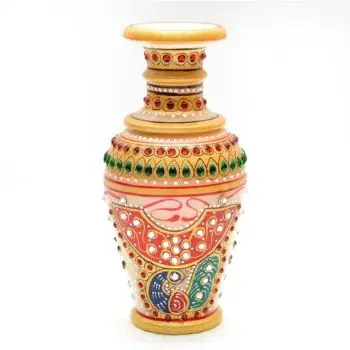 Hand Painted  latest new design and Natural Peacock Marble Meenakari Work of Stone Flower Pots manufactures in India