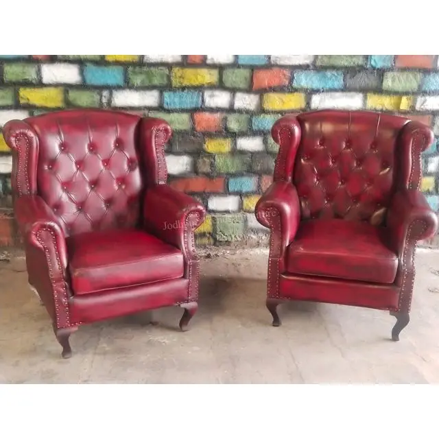 Customize nice home royal real leather tufted chesterfield armchair leather tufted armchair sofa chair