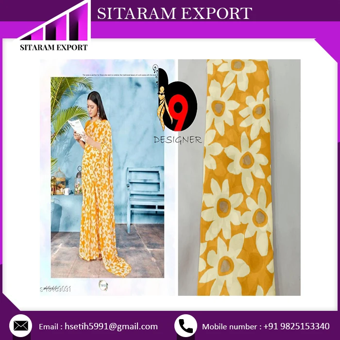 Best Price Traditional Pure Bandhani Georgette Saree Latest Ethnic Style Silk Sari with Gotta Patti Border for Wedding Parties