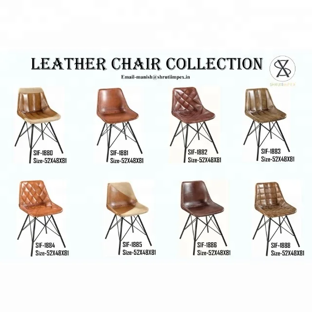 VINTAGE INDUSTRIAL ANTIQUE DURABLE LEATHER UPHOLSTERED DINING METAL CAFE CHAIR