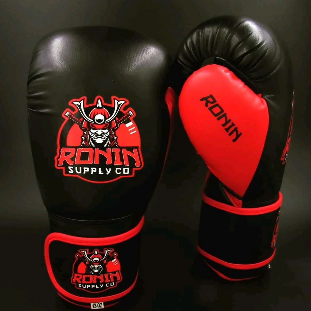 Factory Custom Professional Lace Black Leather Red Color Weight Material Boxing Gloves