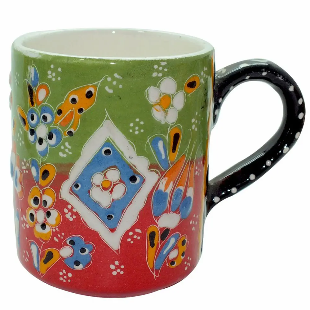 Souvenir Turkish Handmade Traditional Relief Mug - Othantic colors handpainted porcelain mug tile mug souvenir gift
