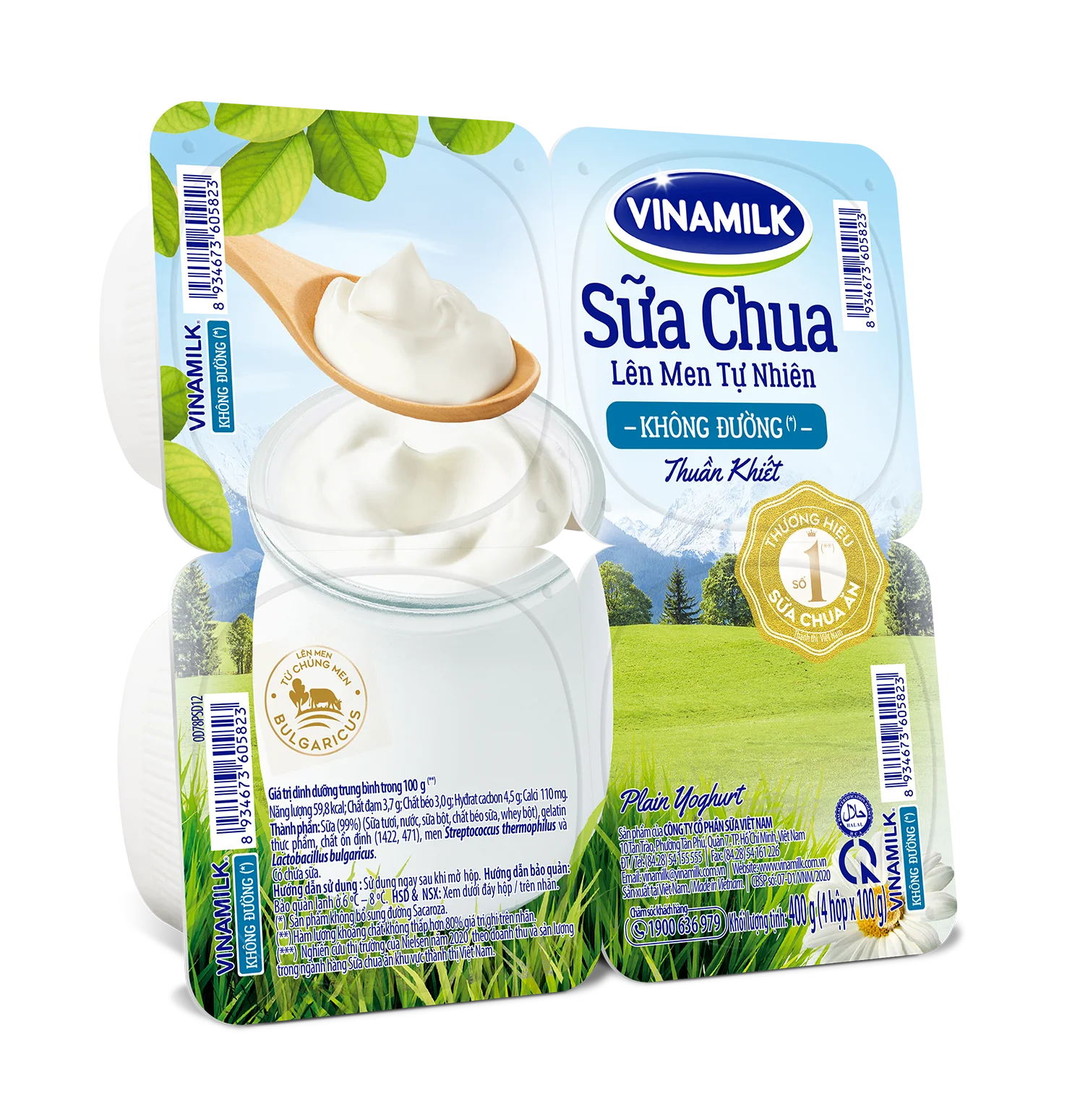 Eating Yogurt - Vinamilk - High Quality - Plain Yogurt - Packing 100g per box x 48 boxes per Carton