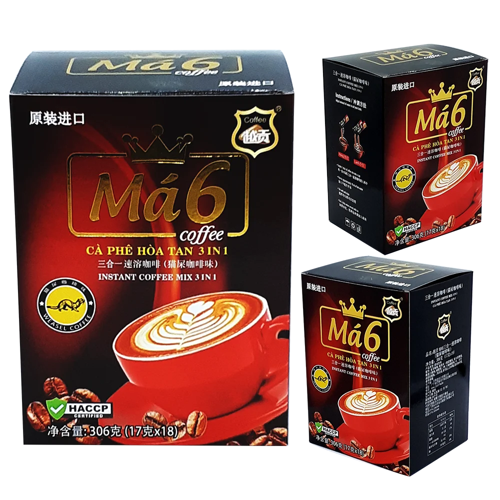 High Quality MA6 Manufacturer OEM Caffeeinated INSTANT COFFEE 3IN1 From Vietnam
