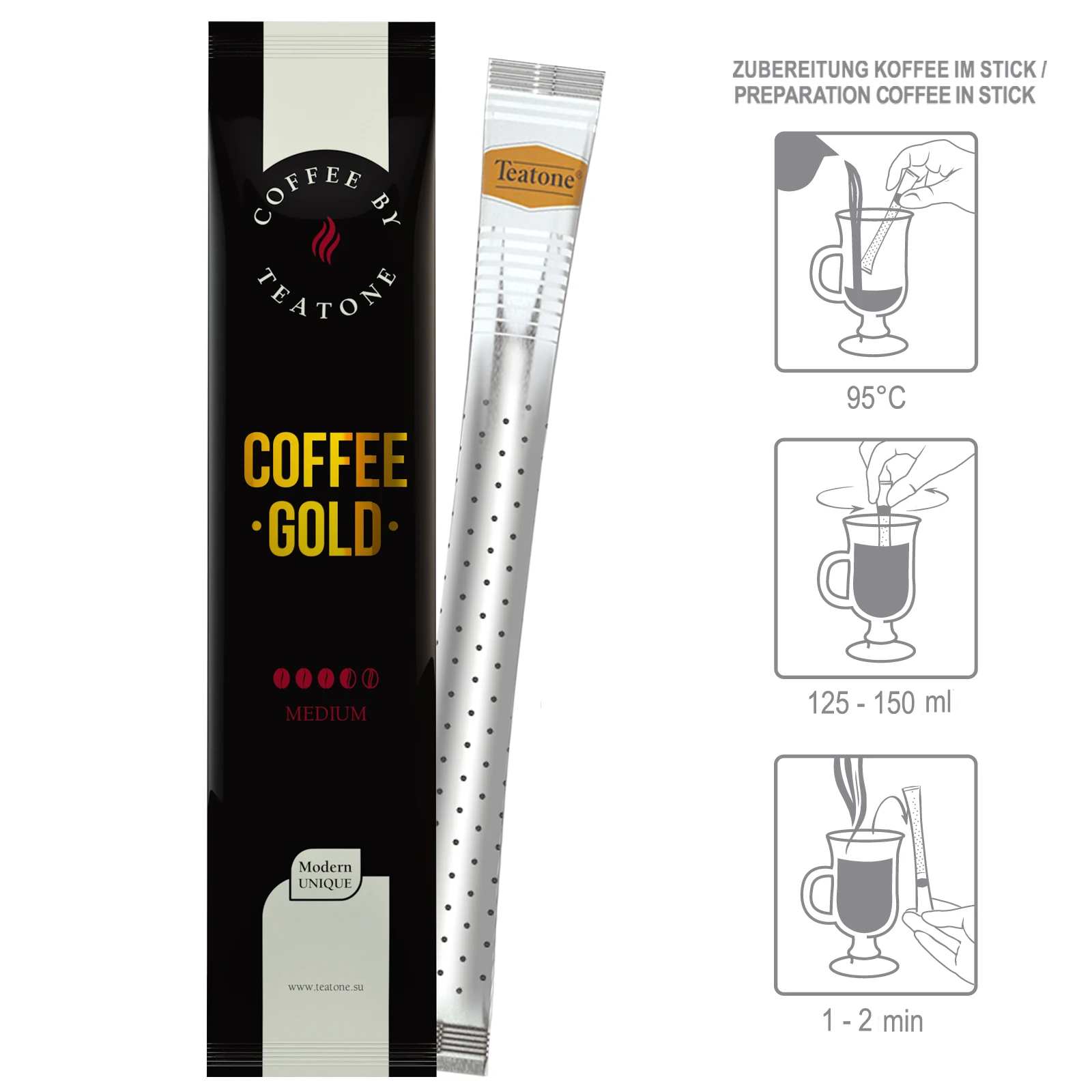 Coffee GOLD in sticks for single brewing TEATONE 15 sticks in individual package * 1.8 g High quality
